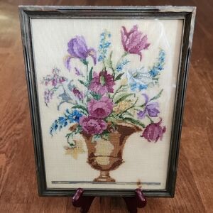 Floral Embroidery Framed Art